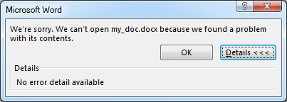 filen kan ikke åpne ord