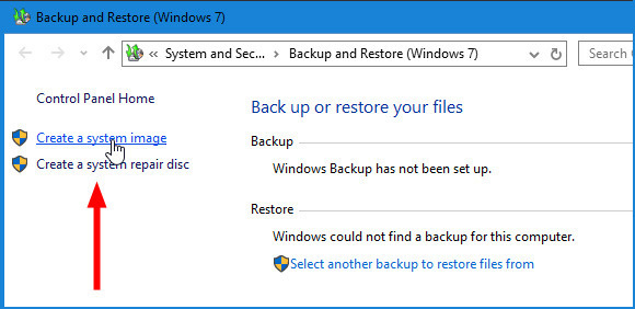 create system image in windows