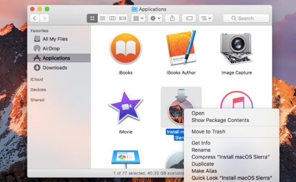 ta bort installera macos sierra fil