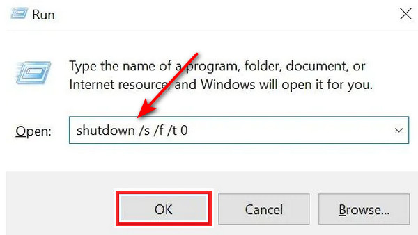 Используйте Run Box для завершения работы Windows