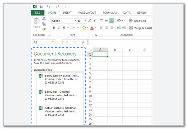 Access Document Recovery Pane