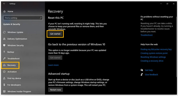 Click Get Started Button