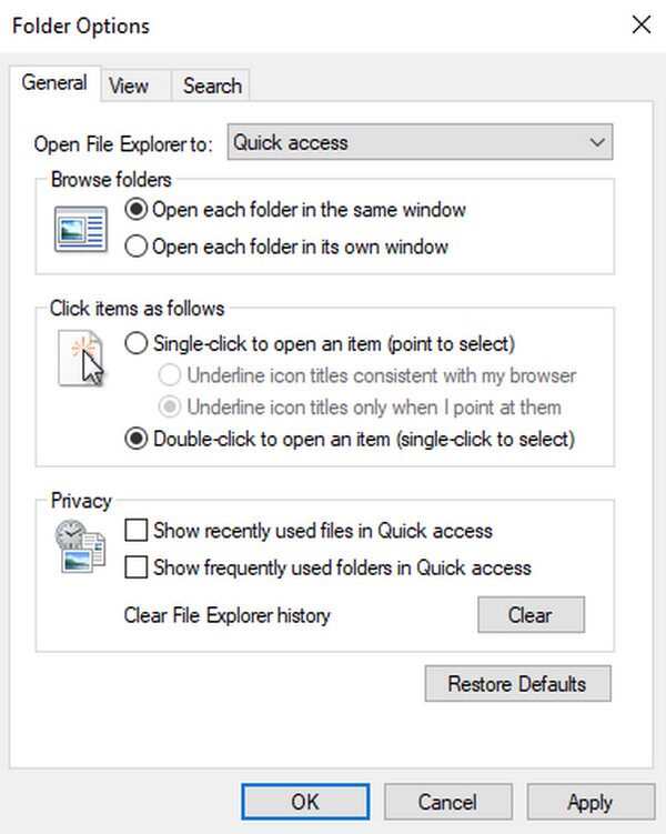Clear File Explorer History And Cache