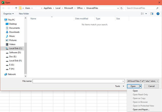 Open or Repair Corrupt Files and Recover