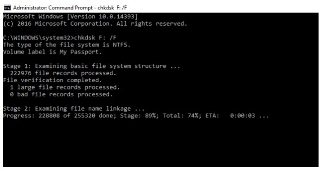 fix kingston pen drive with chkdsk command