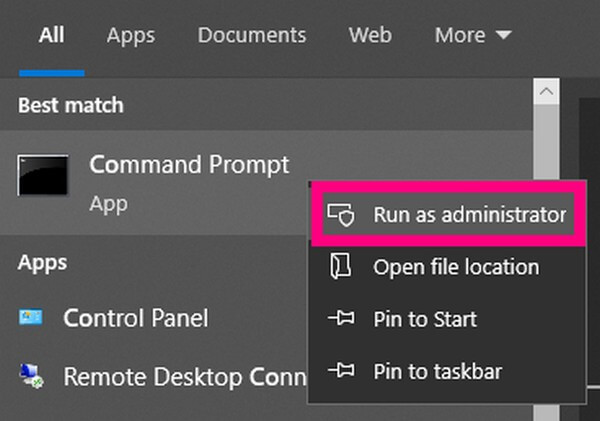 Click the search icon near the Start button