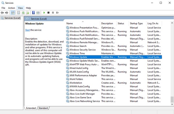 Look for the Windows Update option