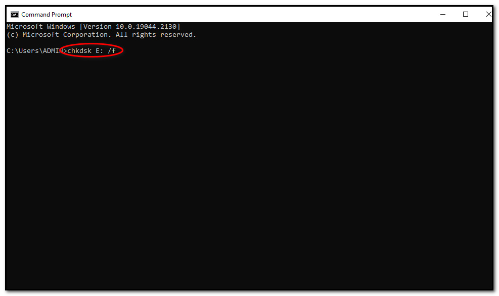 Type chkdsk following the SD card