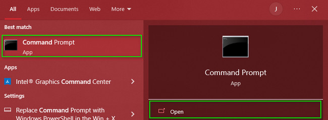 clicking the Open button