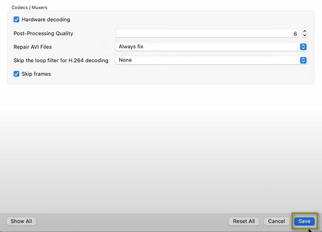 apply your settings for the MOV file