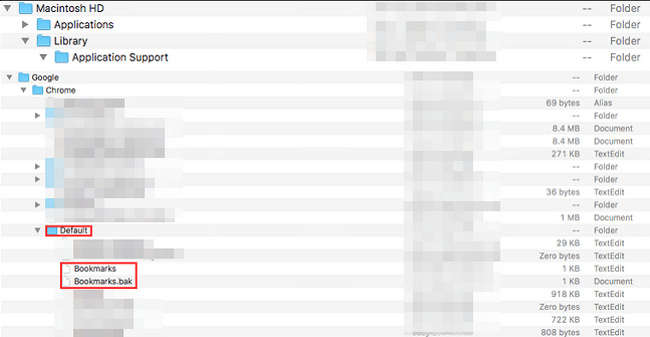 Gendan slettede bogmærker Chrome på Mac fra Time Machine