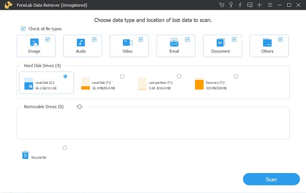 interface de recuperação de dados