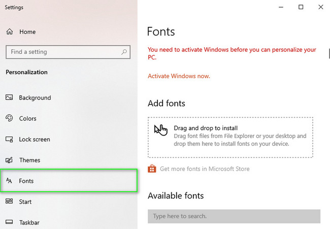 Look for the Fonts section