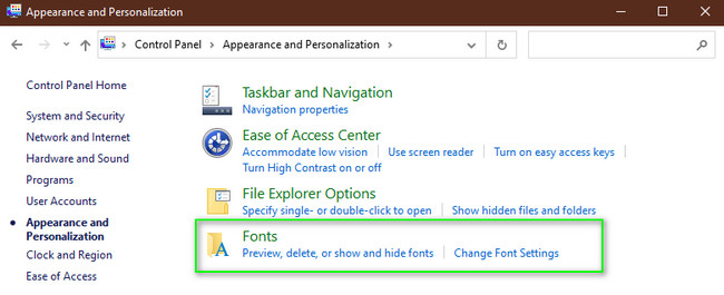 click the Font section