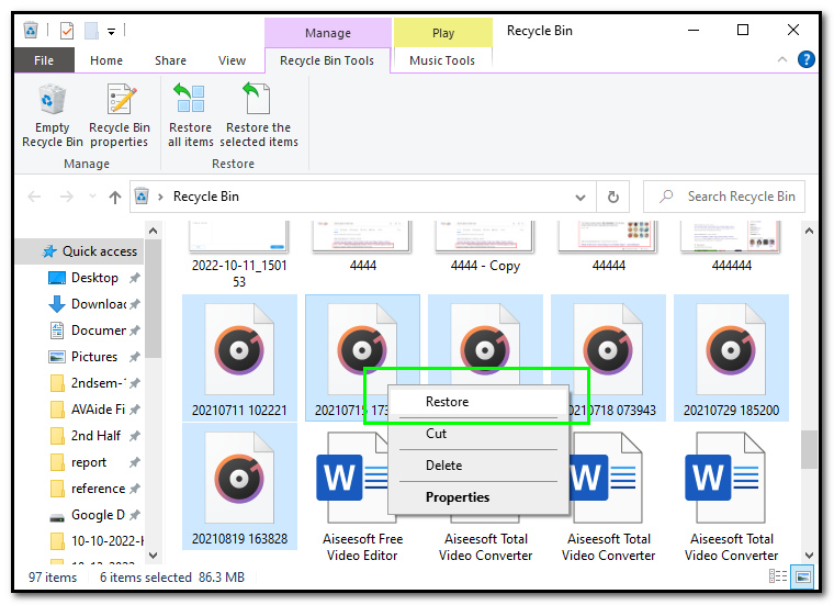 tick the Restore button