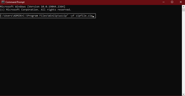 the location where you installed the WinZip application
