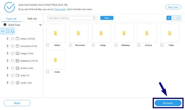 click the Recover tab