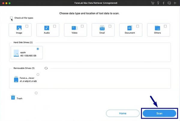 scegli l'unità disco rigido in cui si trovano i tuoi file