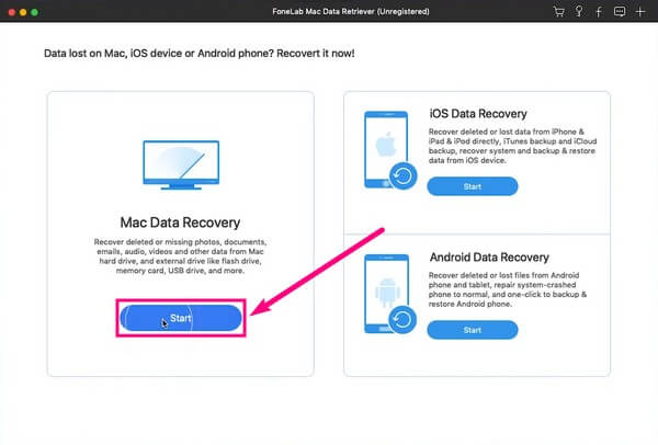clique na recuperação de dados do Mac