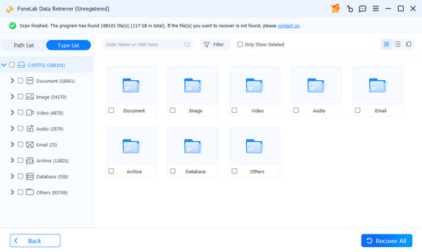 Click Recover All Selection