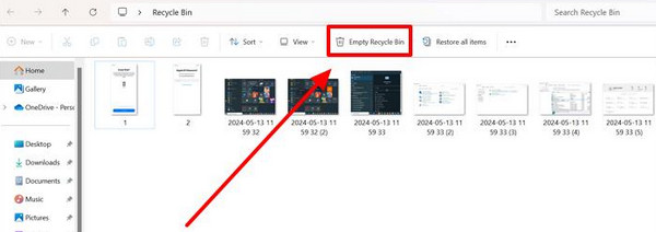 Click Recycle Bin Option