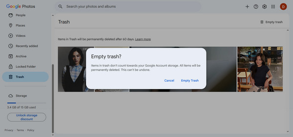 Empty Trash In Google Photos On Computer