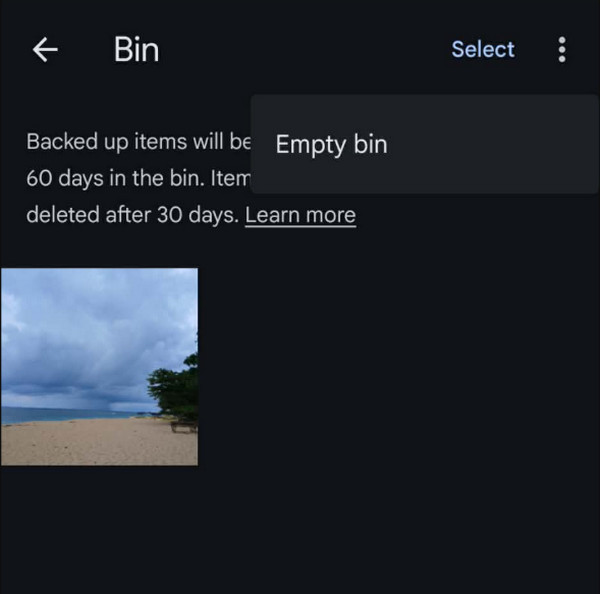 Empty Trash In Google Photos On Mobile Device