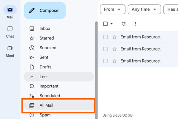 Find Archived Emails Through All Mail