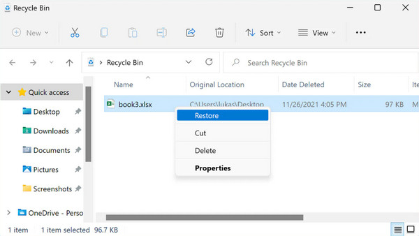 Recover Excel With Recycle Bin