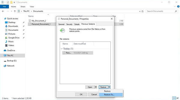Restore From File History