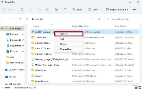 Click Restore Button