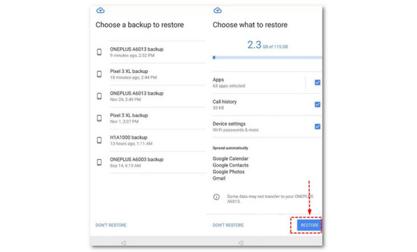 Tap Restore Option