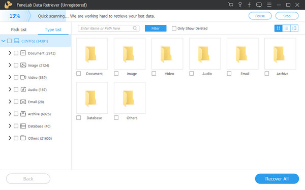 Click on Recover All Selection