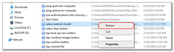 Click Restore Button