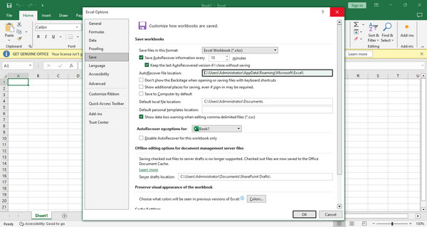 Check Excel Autorecover Cache