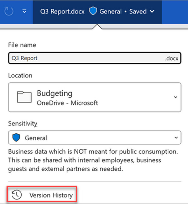 Restore Version In Microsoft