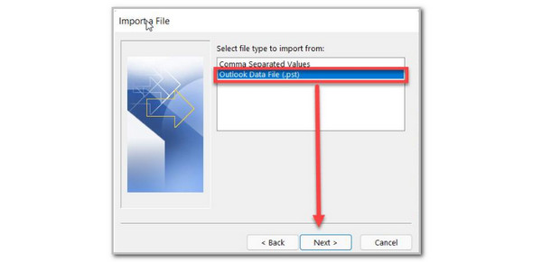 Select Outlook Data File Button