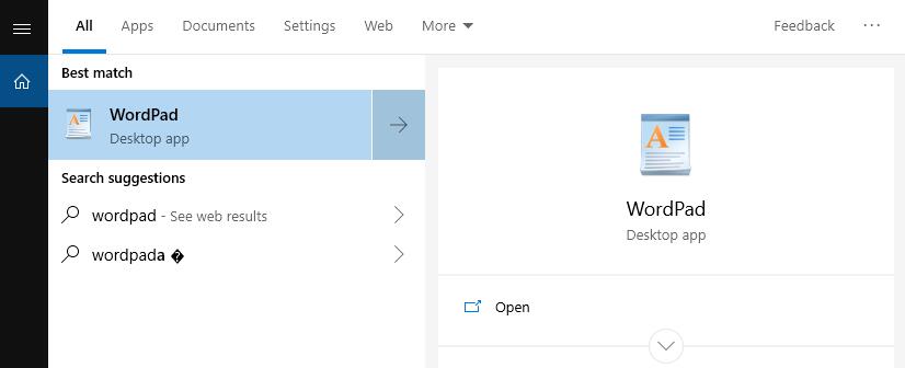 Launch Wordpad In Windows 7 Using Search