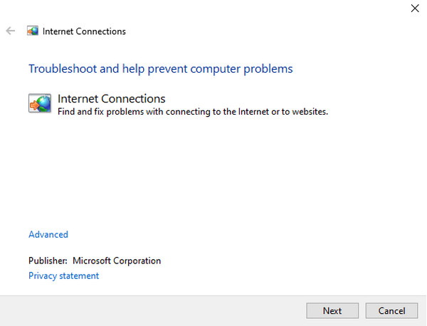 Run Windows Network Troubleshooter