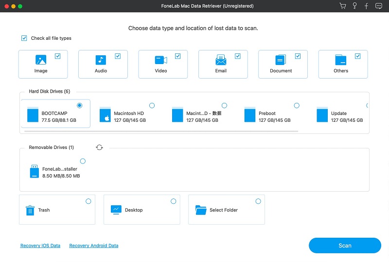 interface of FoneLab Data Retriever for Mac