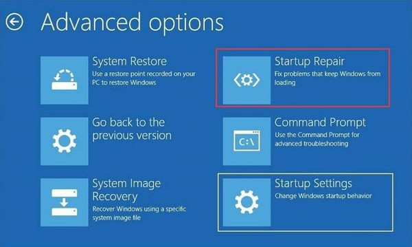 Click Startup Repair Button