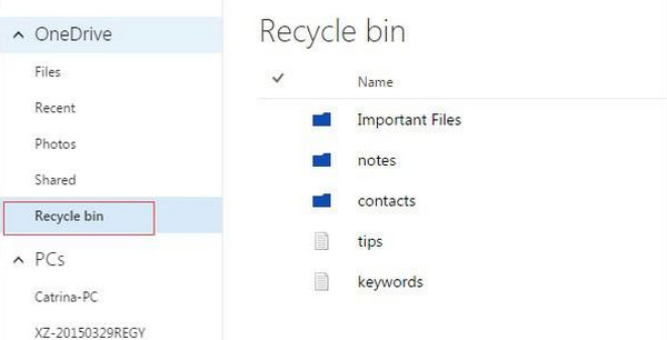 Select Recycle Bin Button