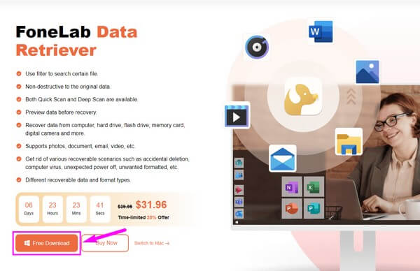 FoneLab Data Retriever'ın resmi web sayfasında