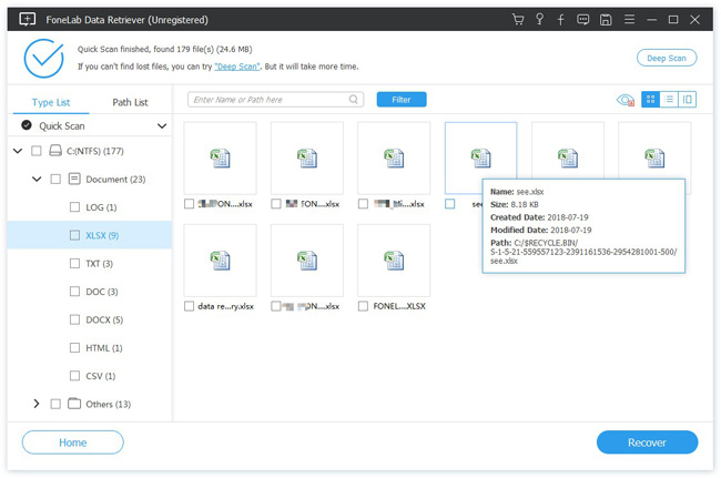 visualizzare in anteprima le informazioni pertinenti di Excel