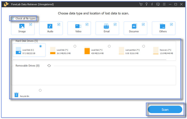 haga clic en la casilla Verificar todos los tipos de archivos