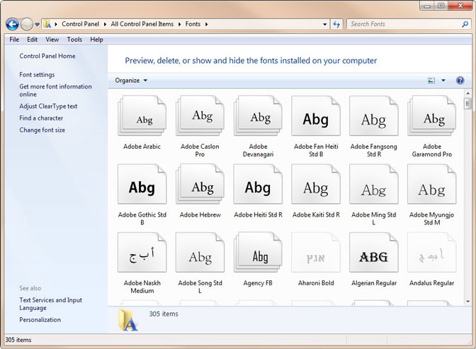 recover default fonts in Windows 10 Fonts folder