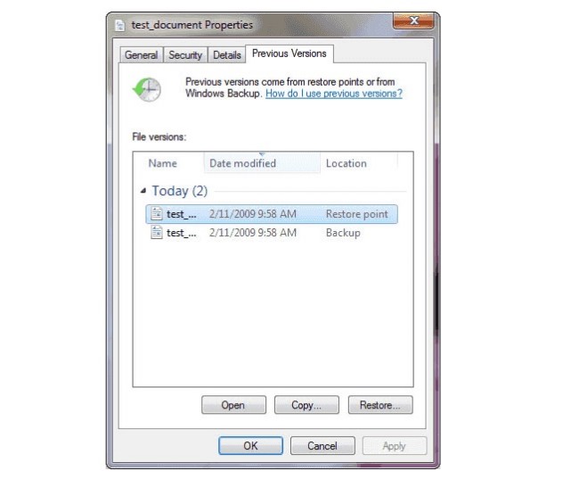 recover deleted excel files via previous versions