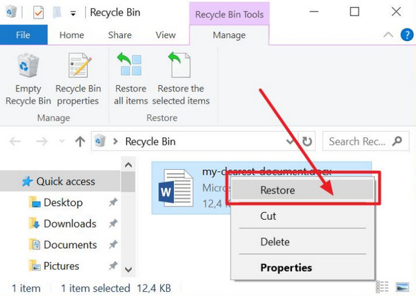 Click Restore Button