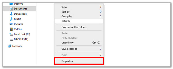 Click Properties Button