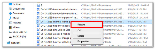 Click Restore Button